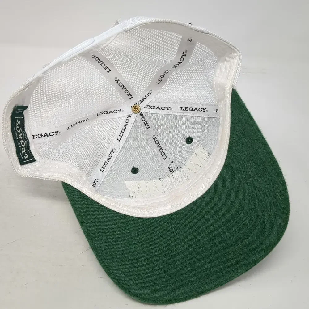 Legacy Trucker Hat Green White One Size Misty Mountain Camp Resort 1968 Trees